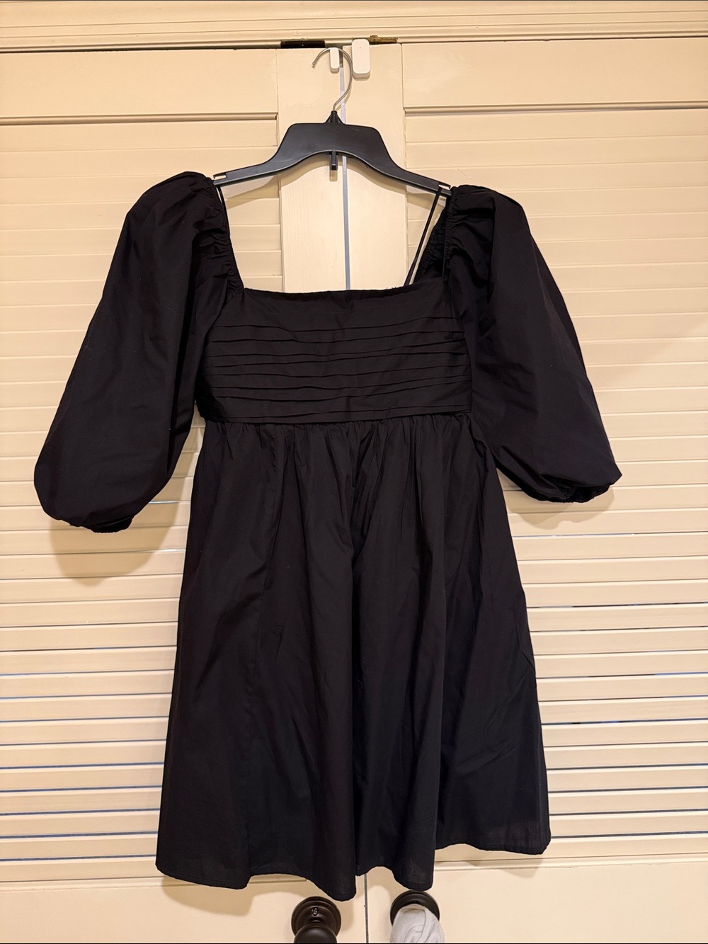 Abercrombie Emerson Black Puff-Sleeve Square Neck Mini Dress